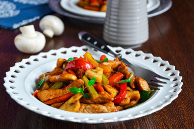 Стир фрай из свинины с овощами