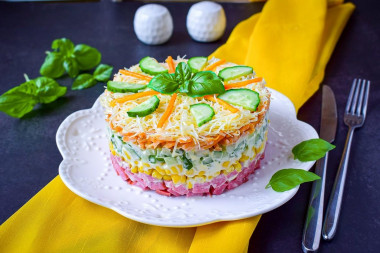 Салат Венеция с колбасой и корейской морковью