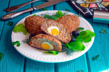 Зразы мясные с перепелиным яйцом в духовке