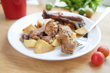 Гусь в мультиварке кусочками с картошкой