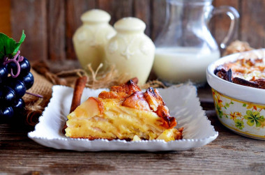 Шарлотка на молоке с яблоками