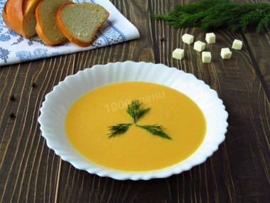 Сырный суп пюре с плавленным сыром и курицей