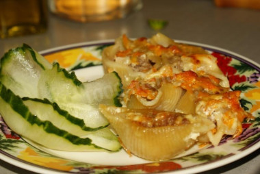 Фаршированные макароны ракушки с фаршем в духовке