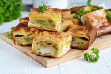 Заливной пирог с курицей и картошкой