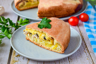 Пицца деревенская с курицей закрытая