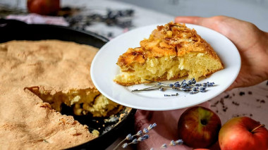 Шарлотка с яблоками и клюквой на крахмале