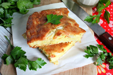 Заливной капустно-морковный пирог из теста на майонезе
