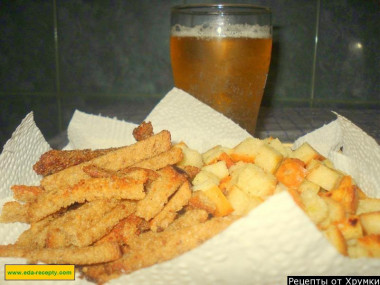 Сухарики на подсолнечном масле с чесноком и травами