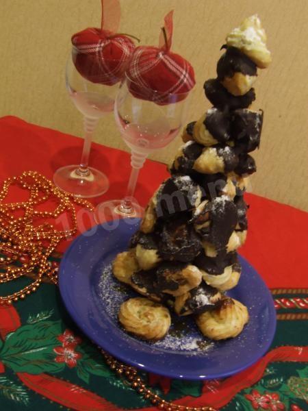 Шоколадна ялинка з профитролей Croquembouche рецепт з фото покроково 