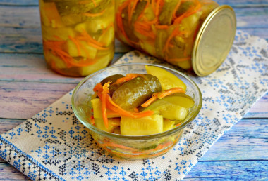 Салат из кабачков с огурцами на зиму