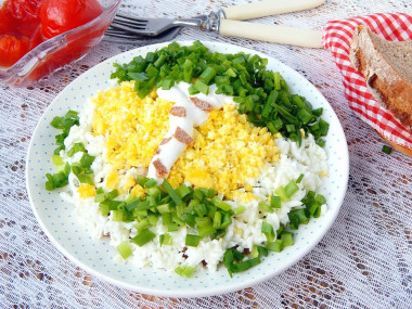 Салат Березка с грибами и курицей