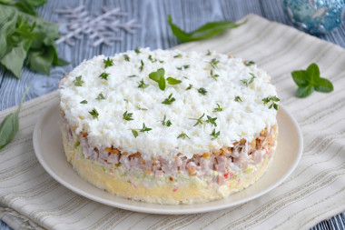 Салат Снежная королева с крабовыми палочками