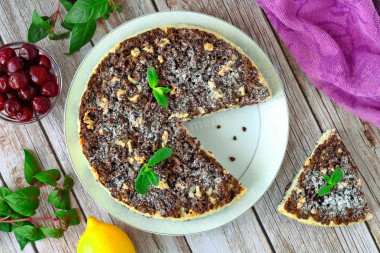 Кудрявый пирог с заварным кремом на манке