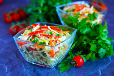 Салат с икрой минтая, капуста и огурец
