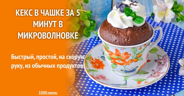 Кекс у чашці за 5 хвилин у мікрохвильовці