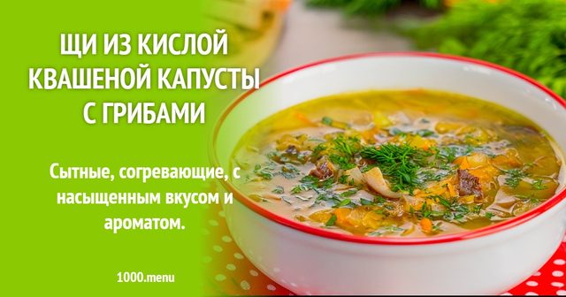 Капусняк з кислої квашеної капусти з грибами